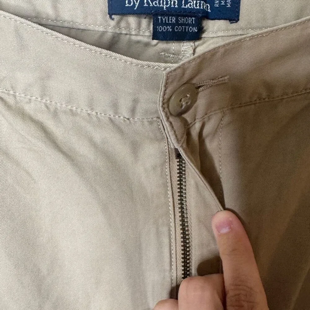 Polo Ralph Lauren Shorts Men's 38 Beige Chino Pleated Outdoors Cotton - Picture 4 of 11